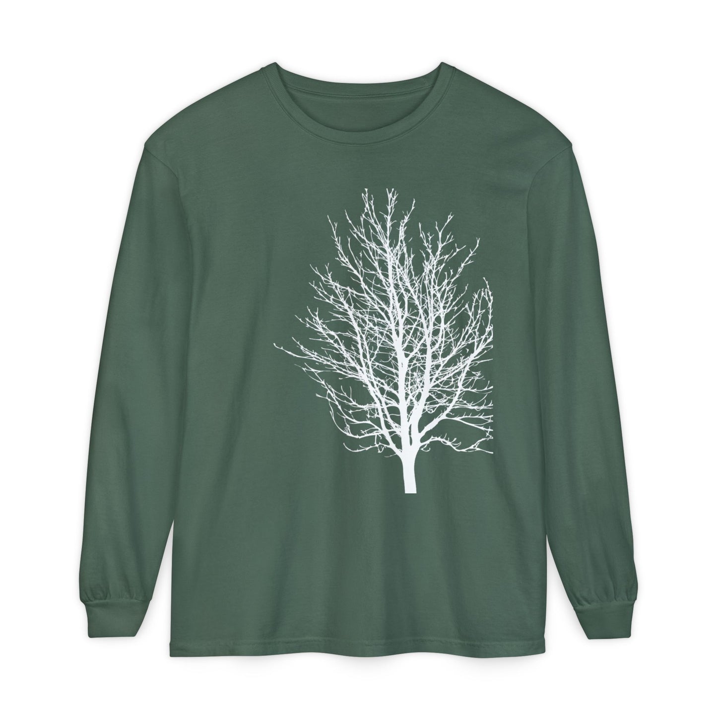 Single Tree Unisex Garment-dyed Long Sleeve T-Shirt- many colors