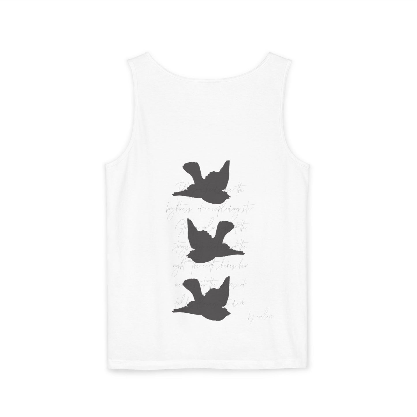 Three Birds + Poetry Front and Back Garment-Dyed Tank Top
