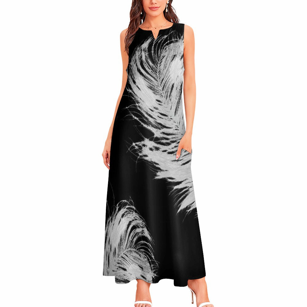 Quill Long Writer's Dress- Black +Silver