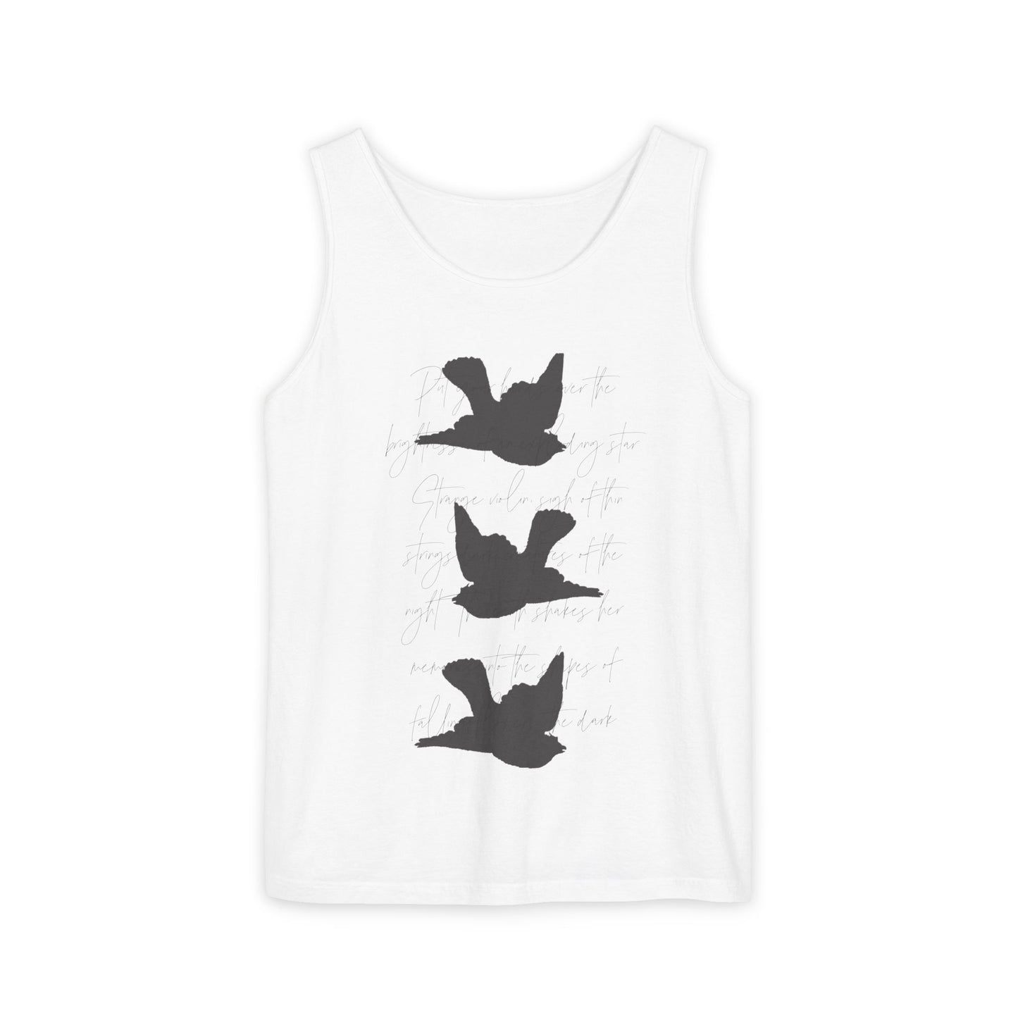 Three Birds + Poetry Front and Back Garment-Dyed Tank Top