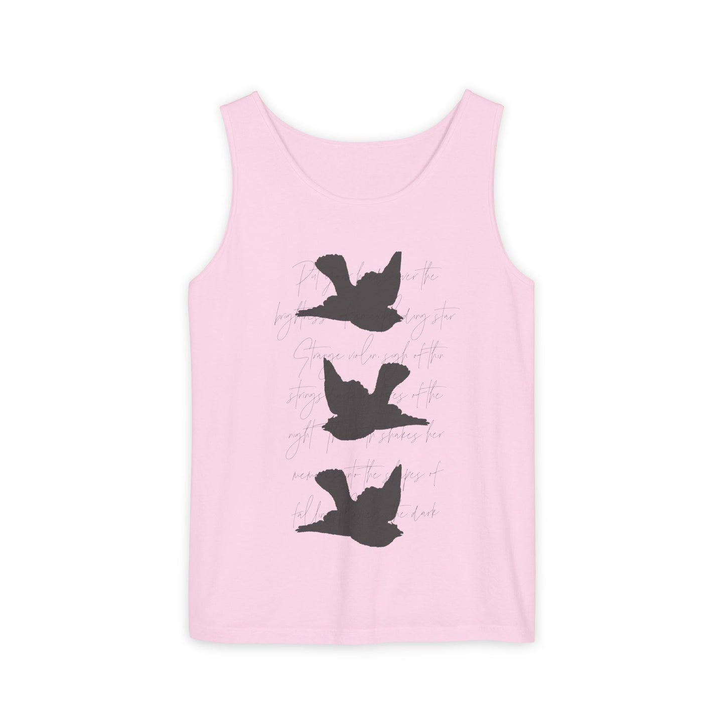 Three Birds + Poetry Front and Back Garment-Dyed Tank Top