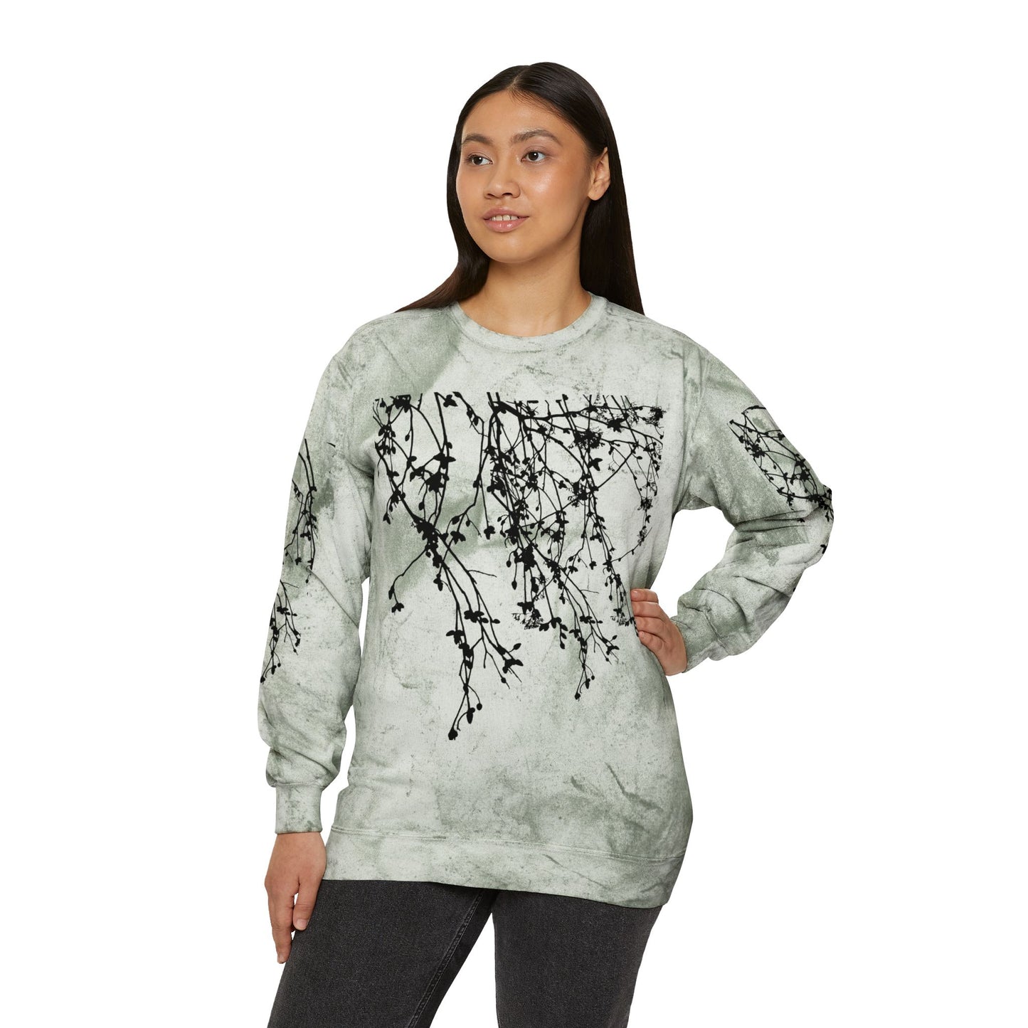 Falling Flowers Crewneck Sweatshirt - Mono Tie Dye- The Store, by avalove