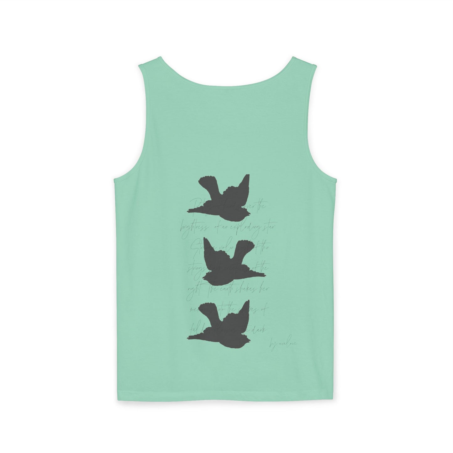Three Birds + Poetry Front and Back Garment-Dyed Tank Top
