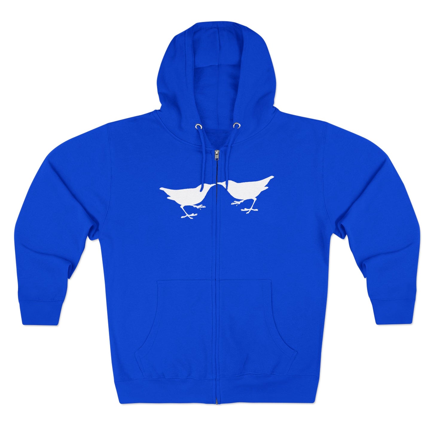 Single Tree with Two Birds - Navy Print Unisex Zip Hoodie- THE STORE by avalove
