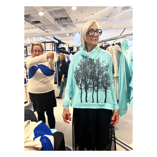 Fairytale Tree Cashmere Fleece Poncho -Aqua