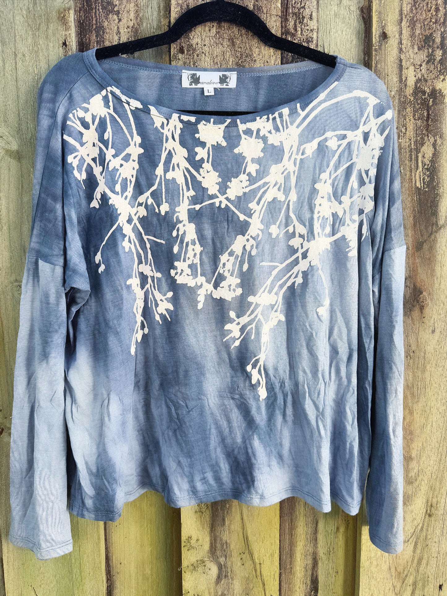 Falling Flowers Long Sleeve-Blue Mono Dye