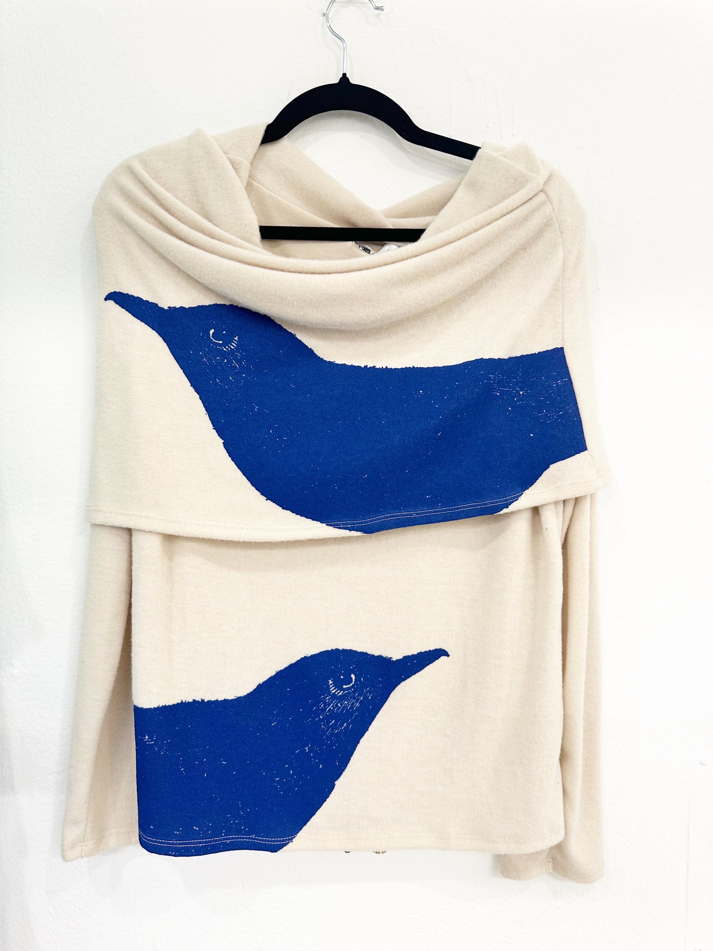 Lucky Bluebirds Cowl Neck Sweater Limited Edition