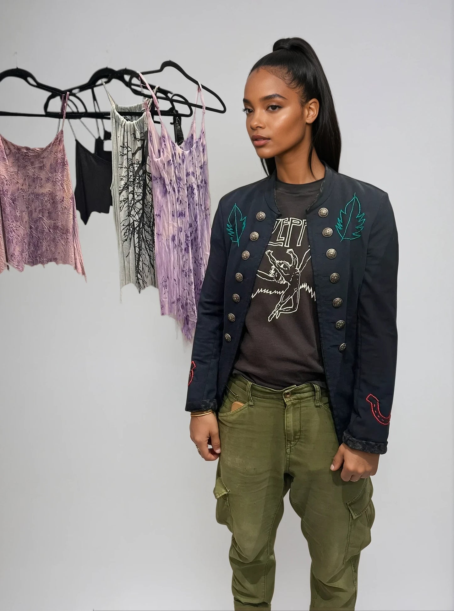 Hand Embroidered Jacket- LUCKY BlueBirds-NAVY