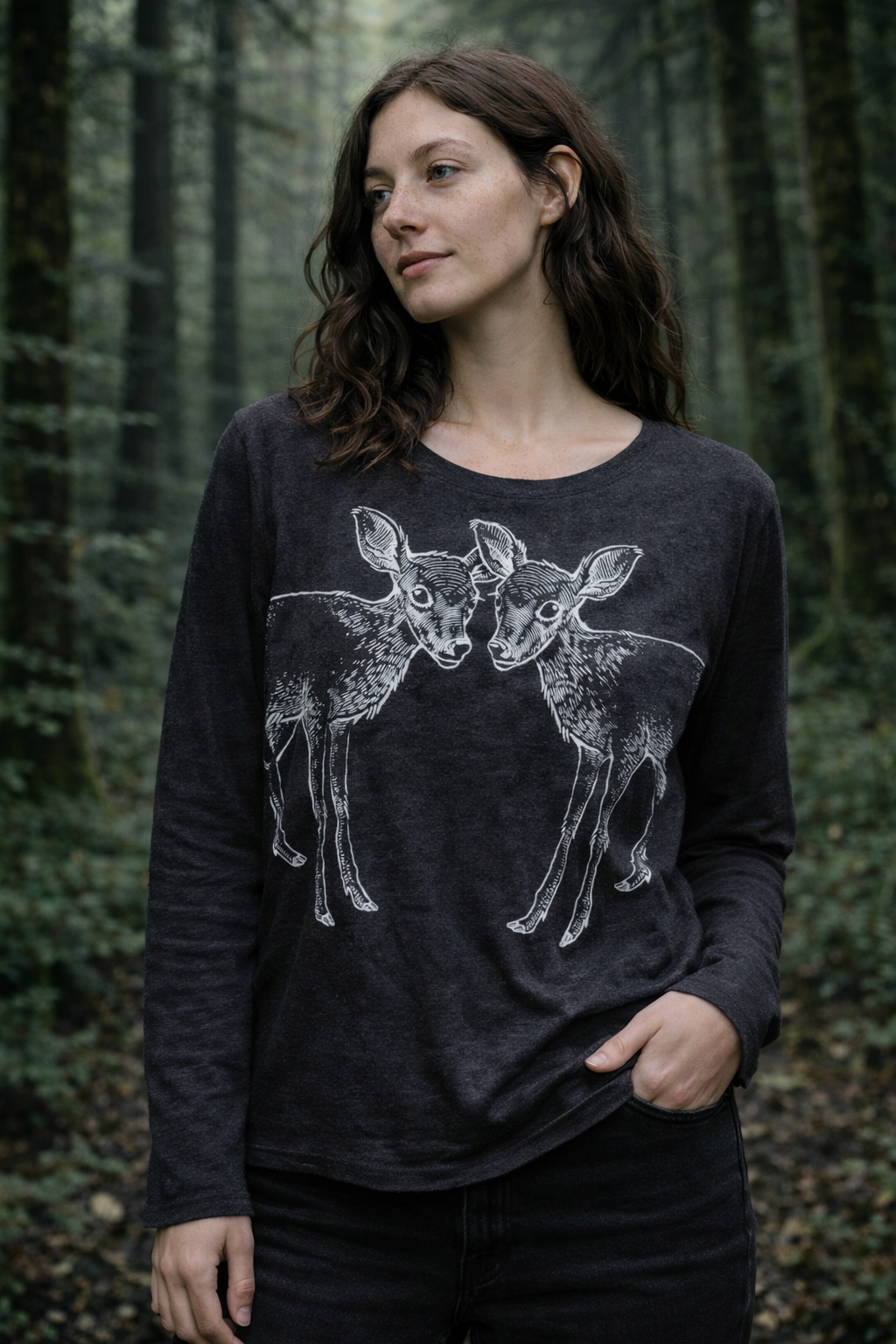 Two Deer “we are falling yellow flowers” Basic Long Sleeve