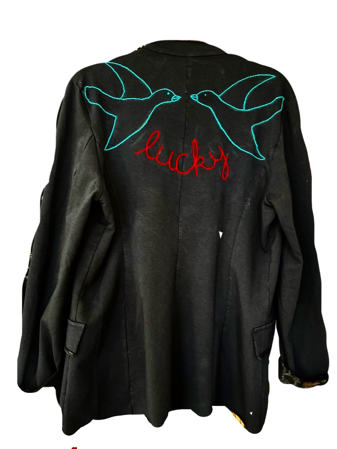 Hand Embroidered Jacket- LUCKY BlueBirds-NAVY