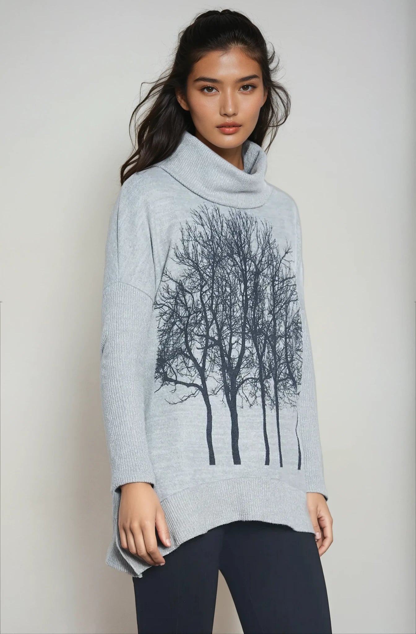 Fairytale Trees Poncho Light Gray
