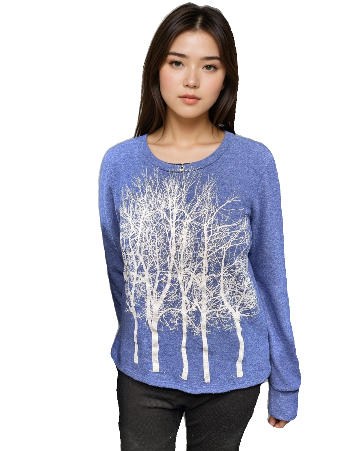 Fairytale Tree Basic Vegan Cashmere Fleece Sweater-Lux-Cornflower