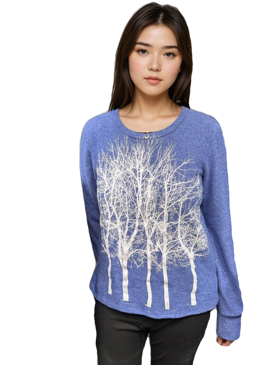 Fairytale Tree Basic Vegan Cashmere Fleece Sweater-Lux-Cornflower
