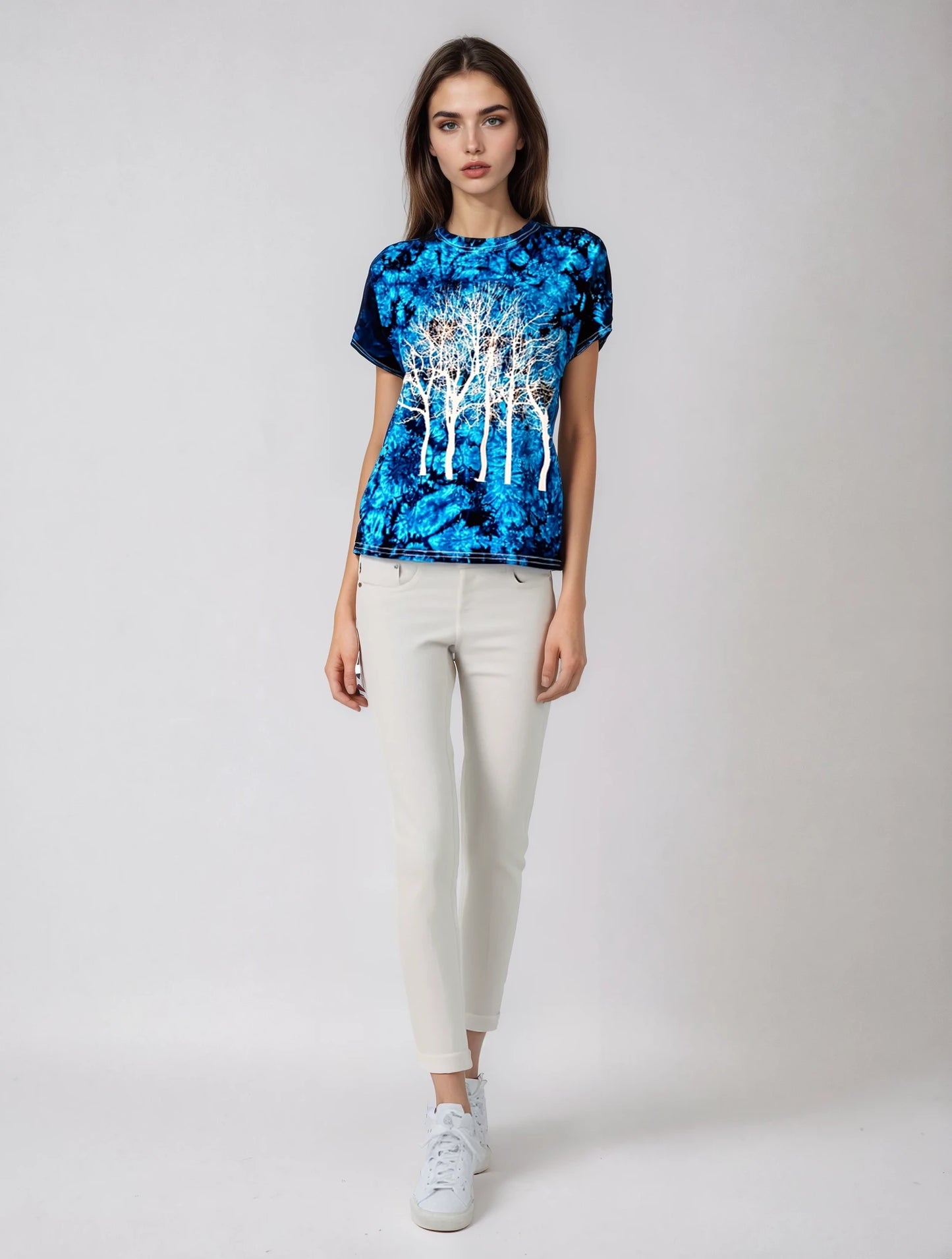 Fairytale Tree Tie-Dye Tee, Crystal Blue