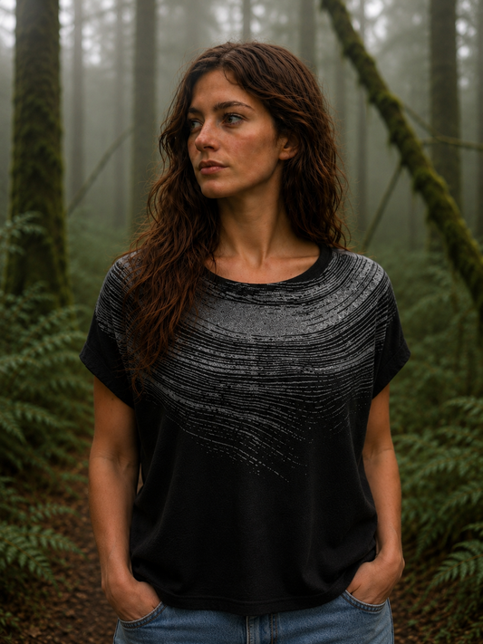 Wood Cut Black Tee