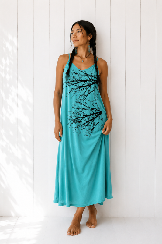 Watercolor Dye: Two Tree/Blue Sky Pocket Tank Dress -Sky