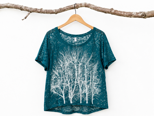 Fairytale Tree Burnout Tee: Teal Forest
