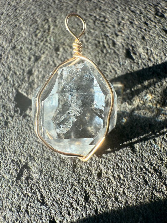 Herkimer Diamond Talisman with Dolphin Guide-approx 1 inch