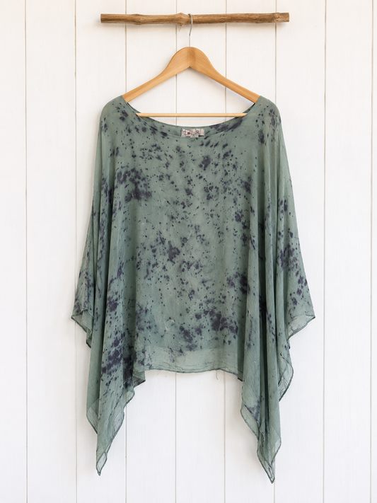 Rose Dyed: Flowy Caftan: Jade and Rose -L/XL only