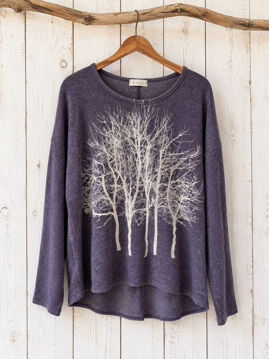 Fairytale Tree Basic Vegan Cashmere Fleece Sweater-Deep Purple Denim, ships mid-October