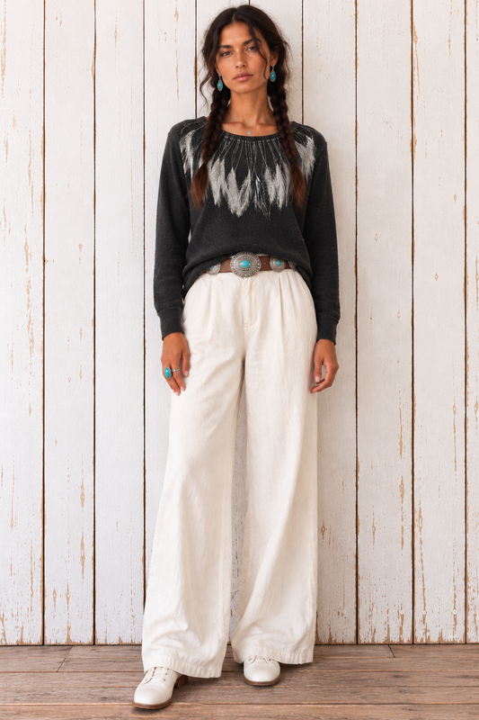 Feather Collar : Cashmere Fleece Sweater-Lux