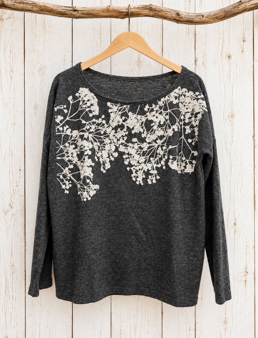 Veil of flowers fleece basic sweater ultra vegan cashmere-oversized cut