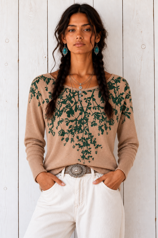 Leafy Sweater - Two Sided Print