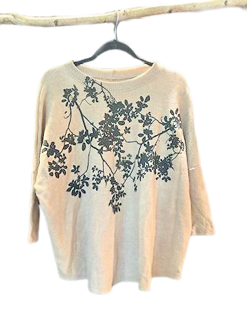Cape of leaves fleece -beige
