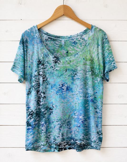 Watercolor Dye: Burnout Tee: Rivers and Seagrass