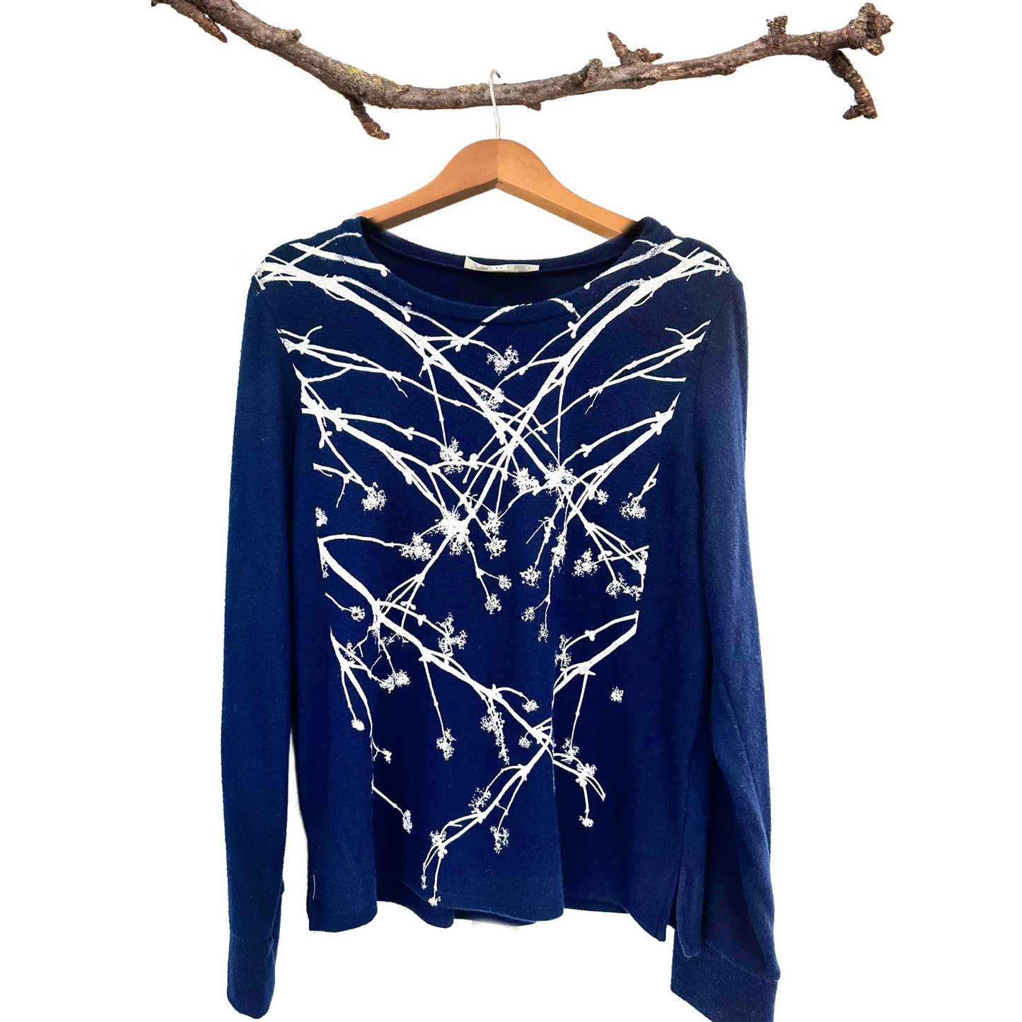 Messy Flowers Sweater Vegan Cashmere Fleece Basic Navy- ALL SIZES
