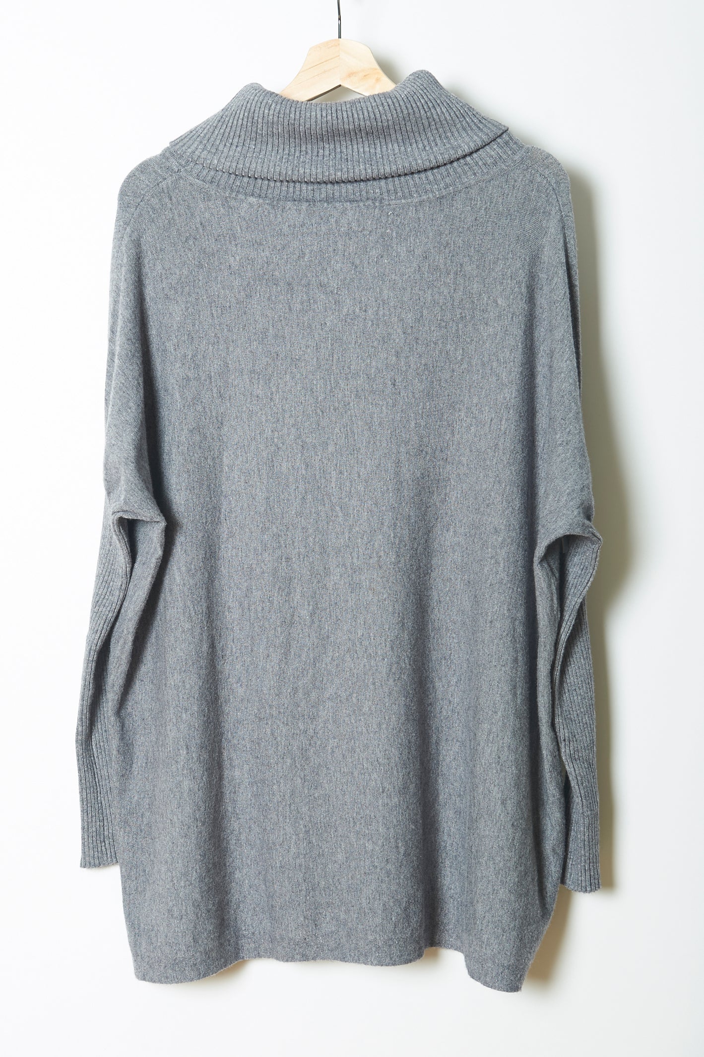 Fairytale Trees Turtleneck Poncho Light Gray -Classic oversized sweater