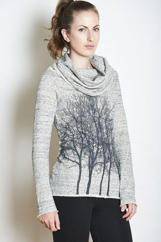Fairytale Trees Sweatshirt Cowl Heather Grey- XS, M