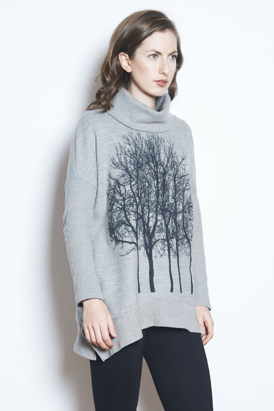Fairytale trees cowl neck poncho light grey