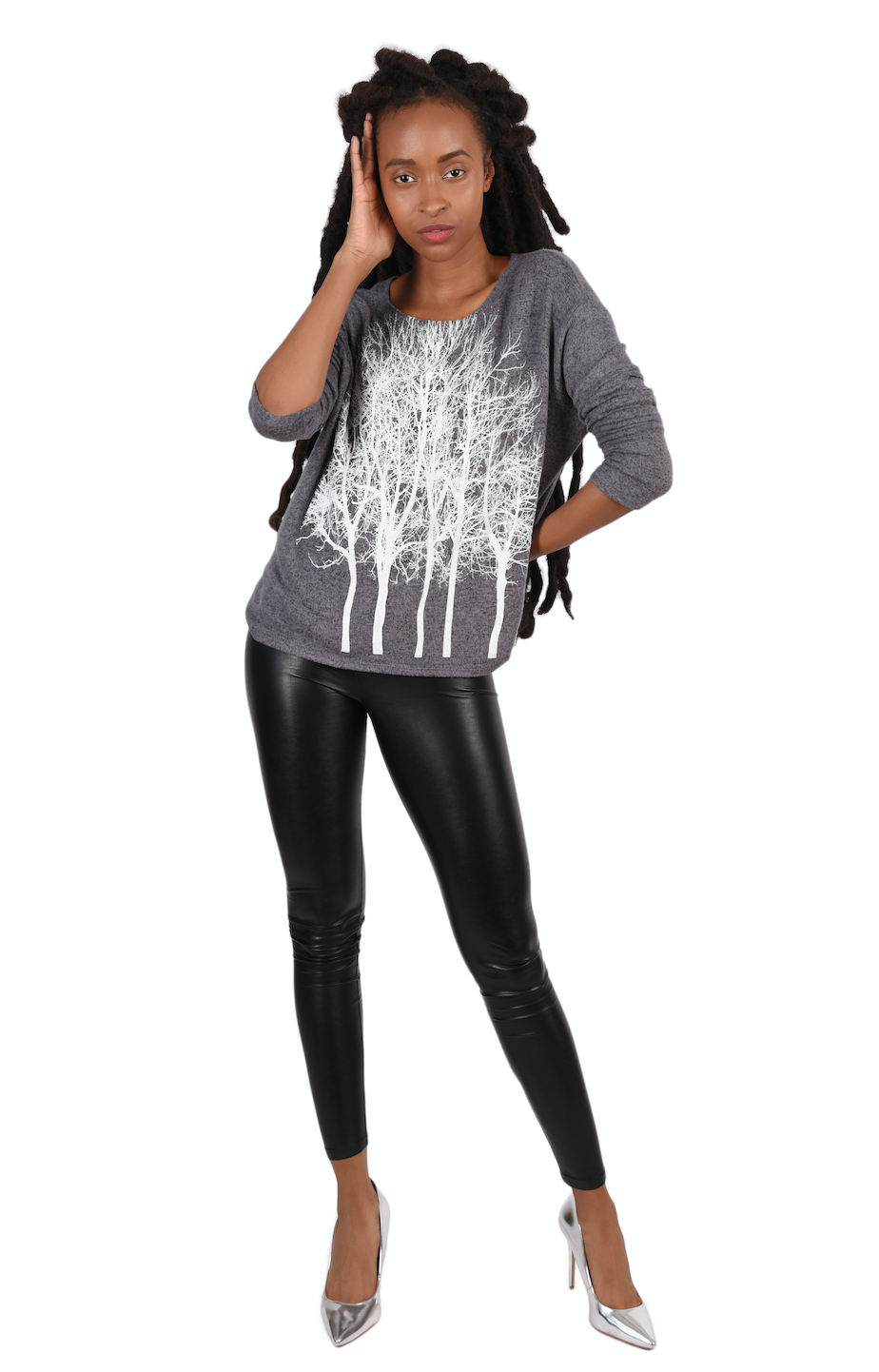 Fairytale Tree Charcoal Hi Lo Long Sleeve