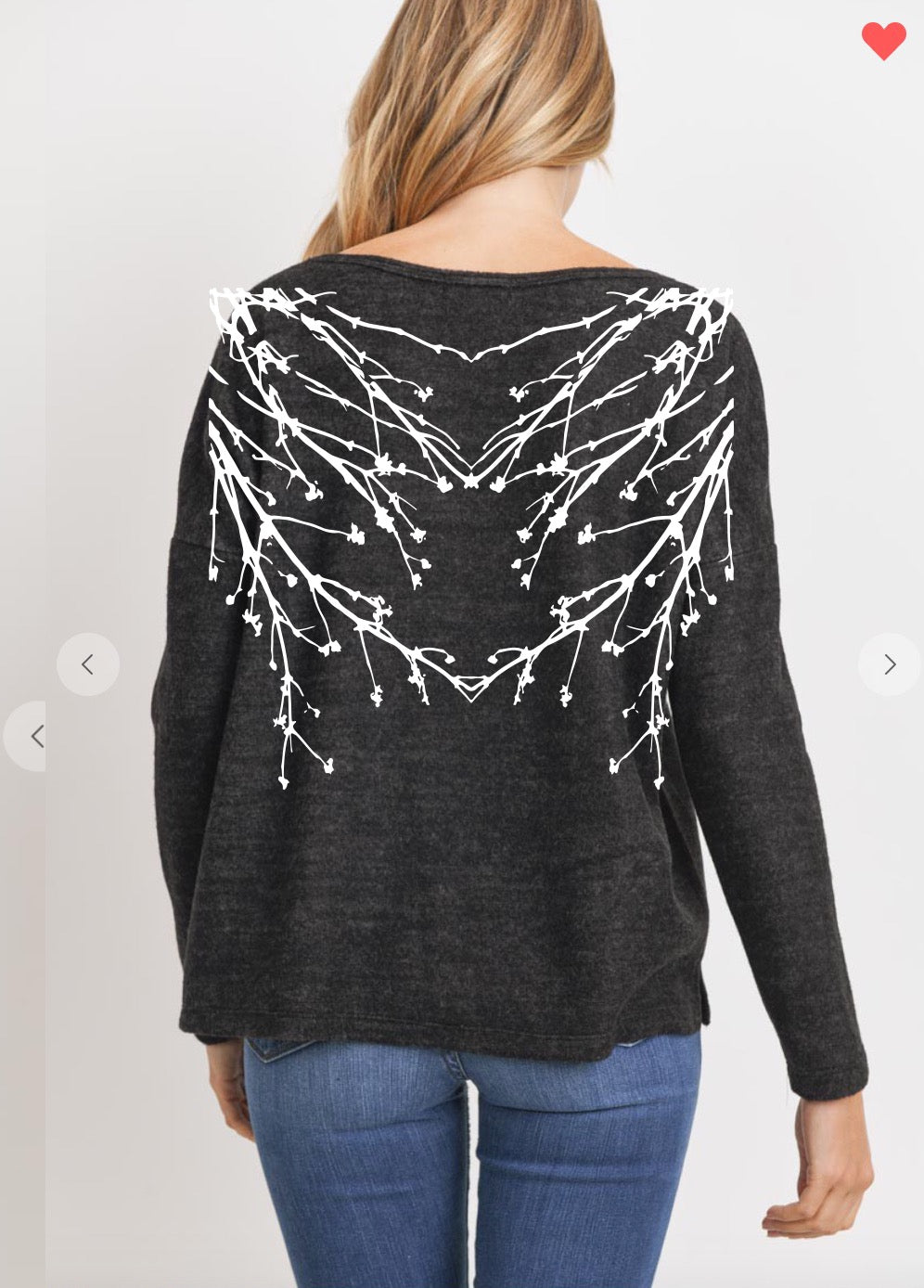 FLEUR FIRENZE FLEECE Charcoal/ Front and Back Print