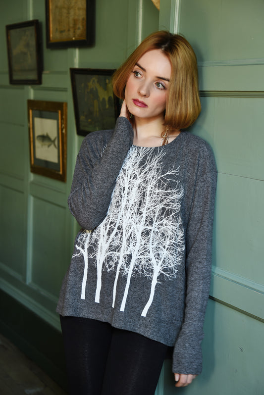 Fairytale Tree Charcoal Hi Lo Long Sleeve