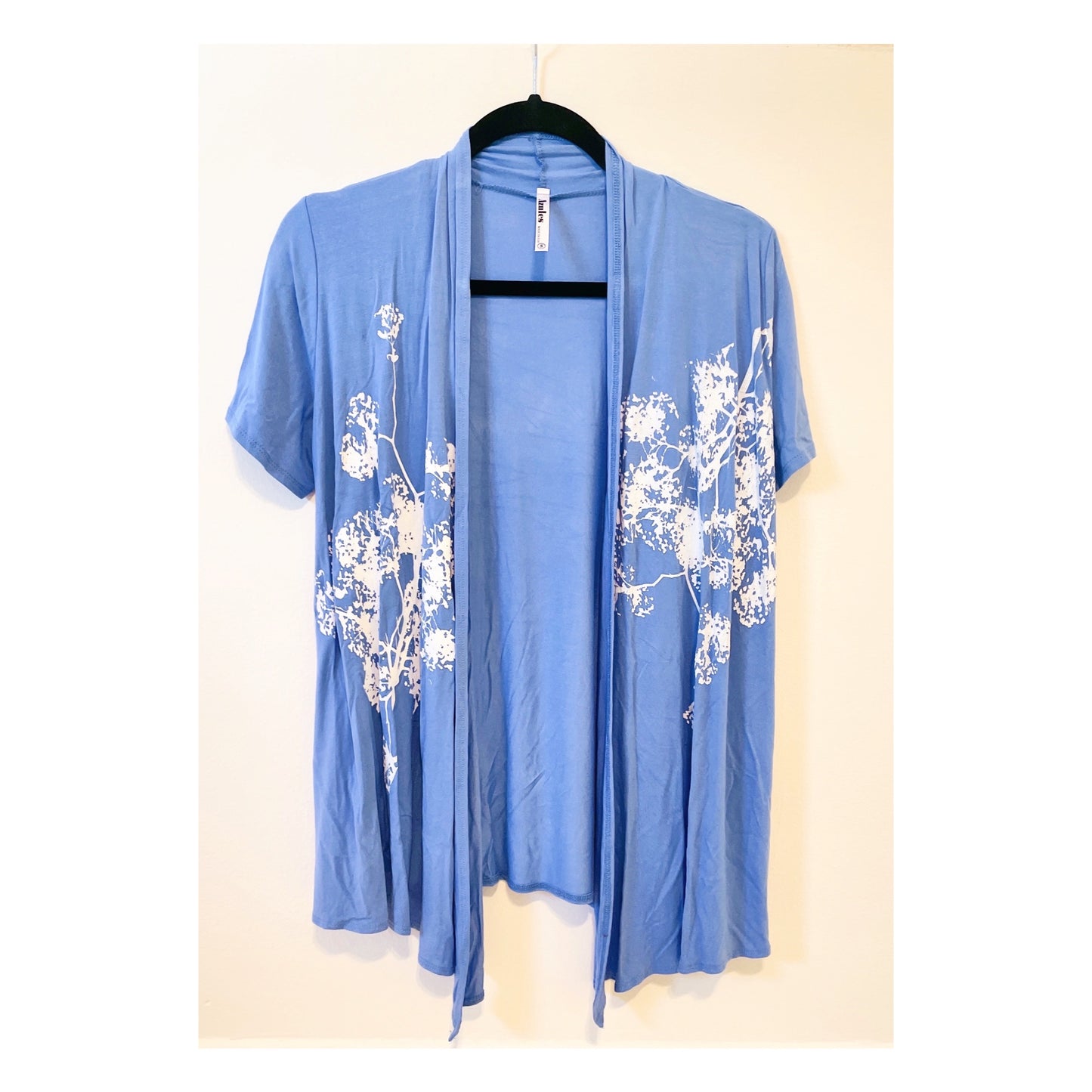 Firework Flowers Short Sleeve wrap Top- Blue=XL