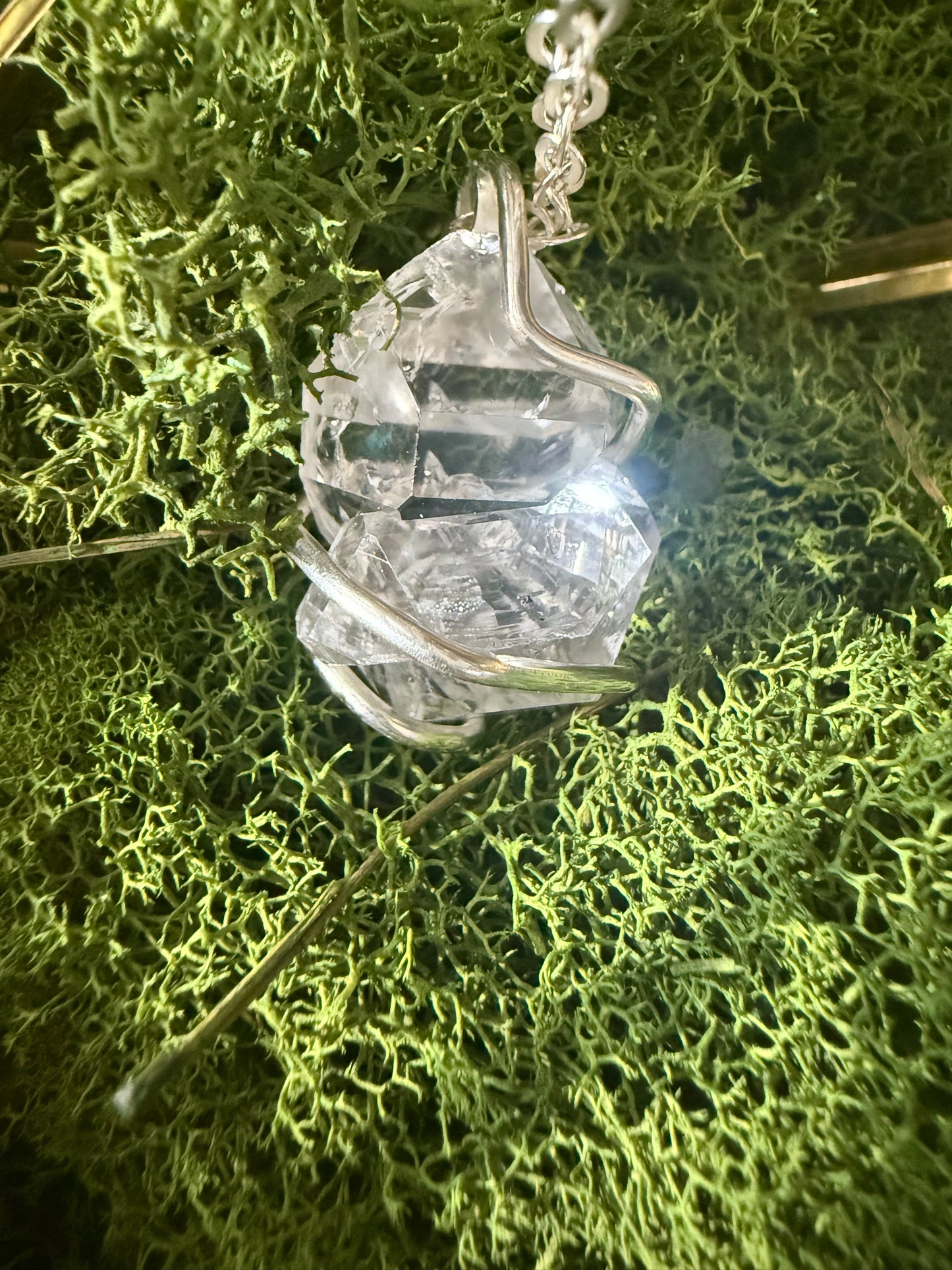 Herkimer Diamond Talisman: Rainbow Cluster of 4: Four Direction Herkimer