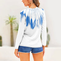 Feather Collar in Sky Blue Long Sleeve