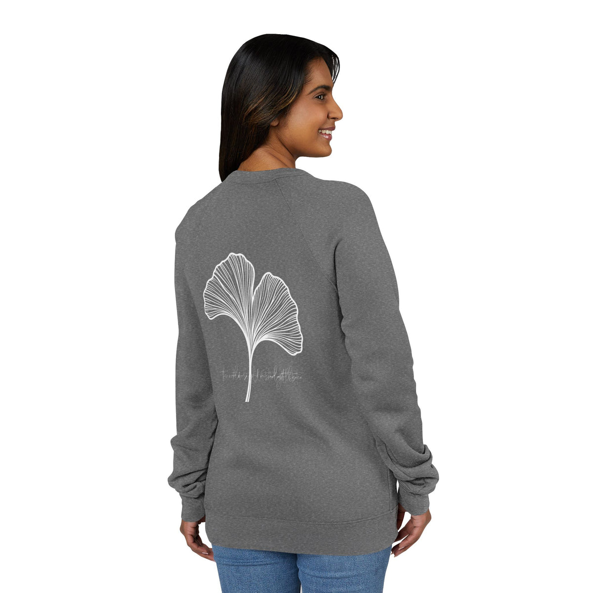 The World is Full of Starlight Poetry Ginkgo Leaf Sweatshirt — Minimal Botanical Crewneck- The Store by avalove
