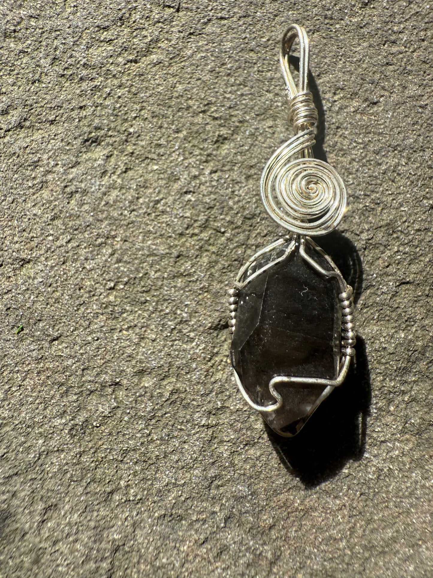 Herkimer Diamond Talisman: 🌿💎🌿 Plant Spirit Herkimer Diamond — Rare Black Herkimer with Ancient Plant Inclusion