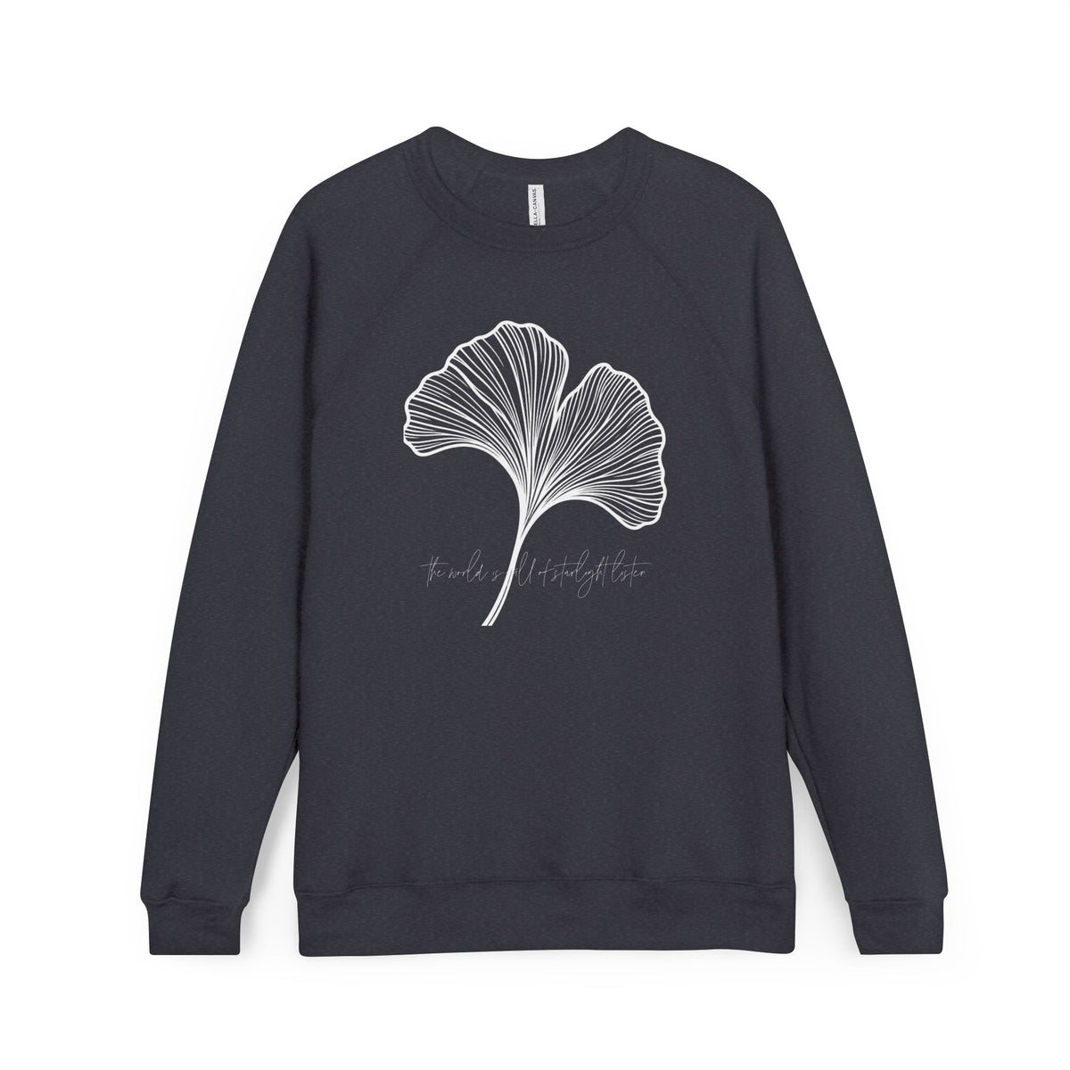 The World is Full of Starlight Poetry Ginkgo Leaf Sweatshirt — Minimal Botanical Crewneck- The Store by avalove