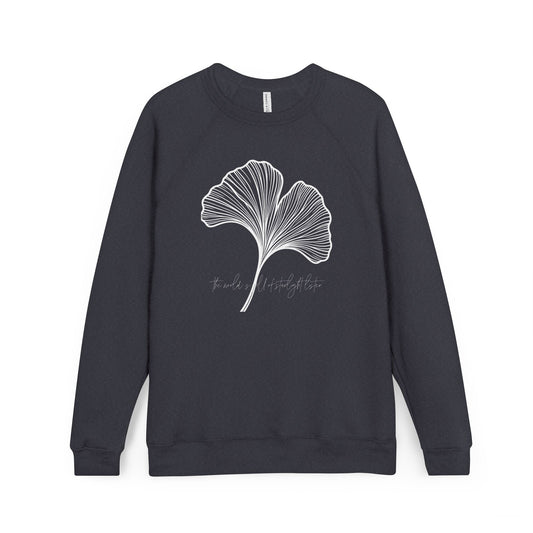 The World is Full of Starlight Poetry Ginkgo Leaf Sweatshirt — Minimal Botanical Crewneck- The Store by avalove