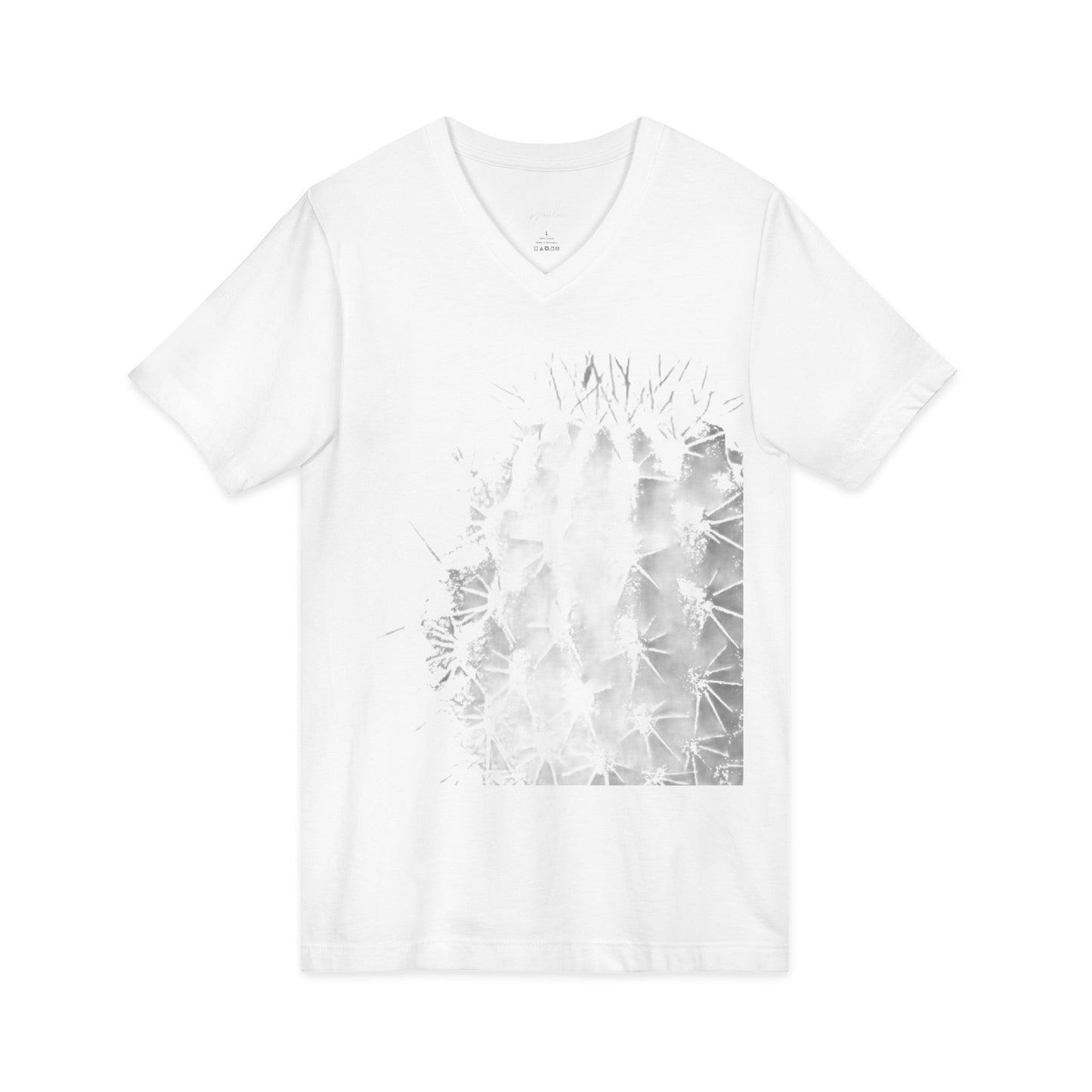 Prickly Cactus Print V-Neck Tee — Vintage Green Succulent Shirt, THE STORE, by avalove