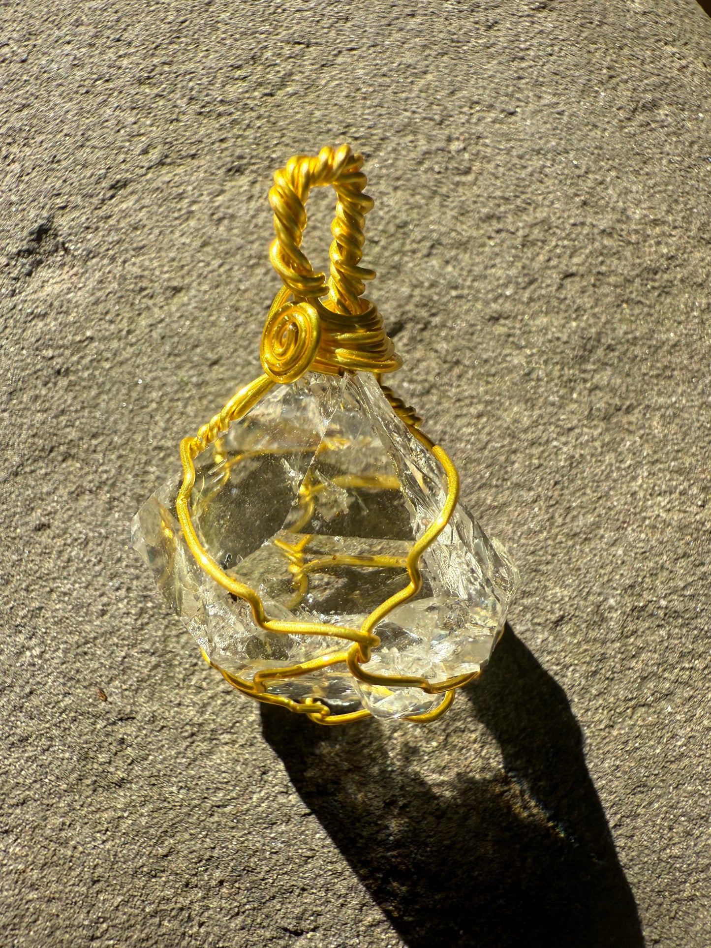 Herkimer Diamond Talisman: Golden Healer, Rare Trinity