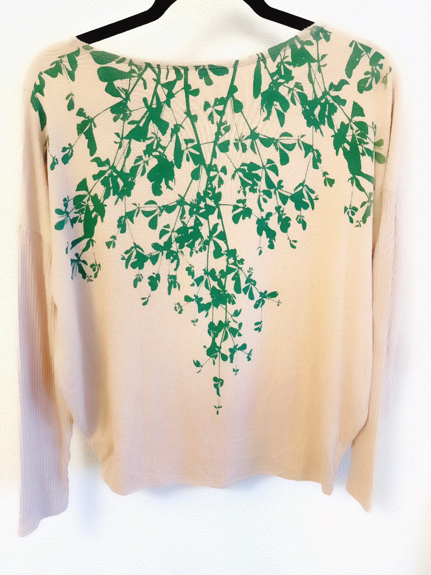 Leafy Lightweught Sweater Moss Green or Inky Night - Two Sided Print