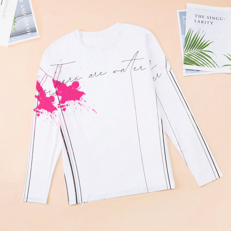 There Are Water Lilies Long Sleeve Shirt with Hot Pink Paint