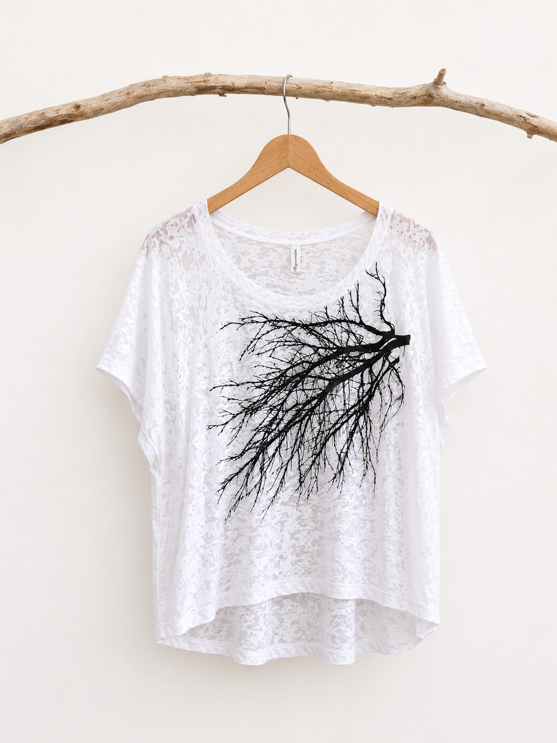 Single Branch Burnout Tee-White