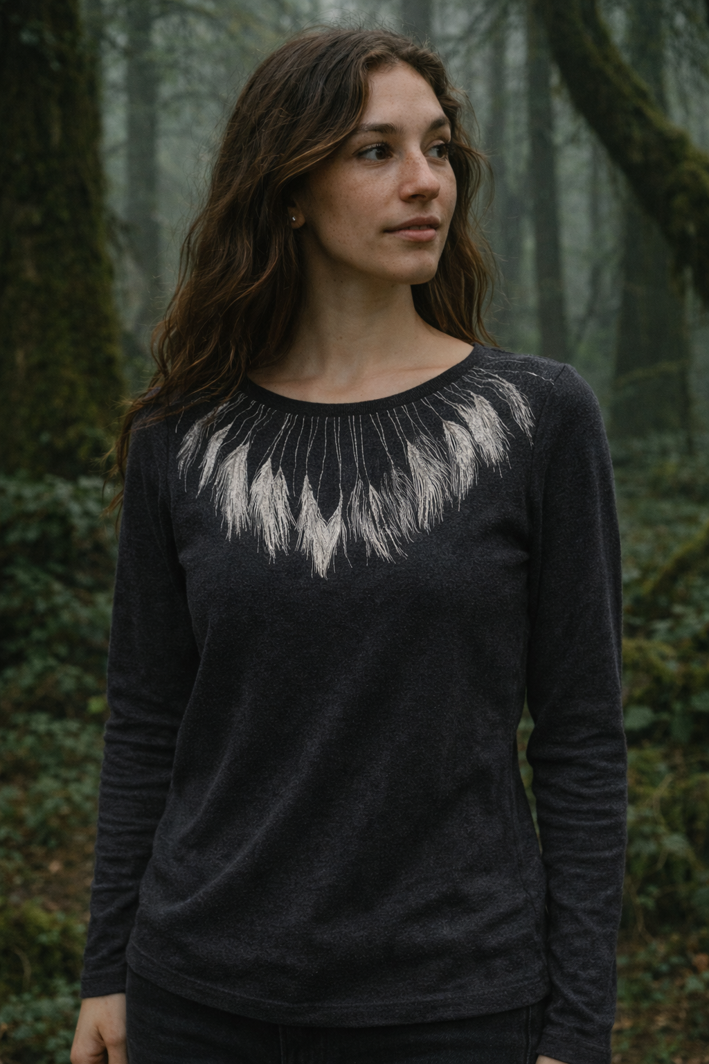 Feather Collar : Cashmere Fleece Sweater-Lux