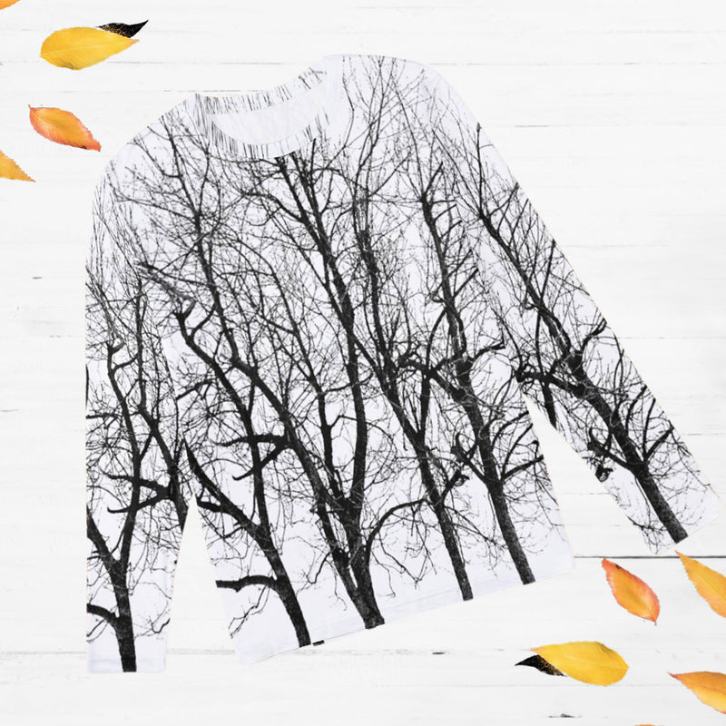 Sea of Trees Long Sleeve Tee Charcoal and White